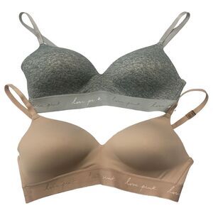 PINK Victoria Secret Lot of 2 Wear Everywhere Smooth T-Shirt Wire Free B…